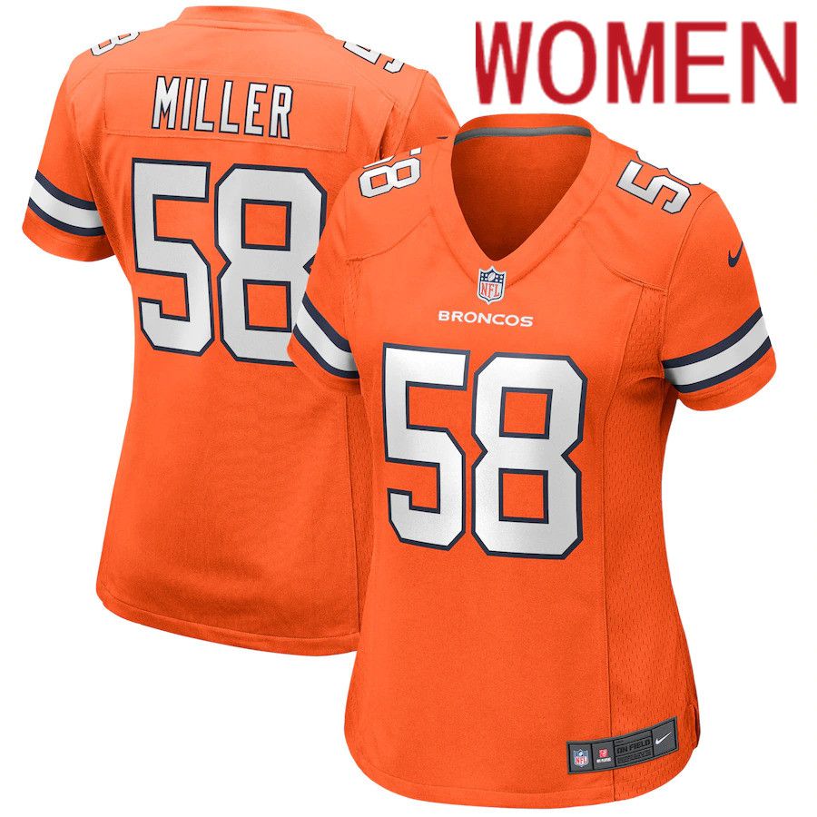 Women Denver Broncos #58 Von Miller Nike Orange Alternate Game Player NFL Jersey->women nfl jersey->Women Jersey